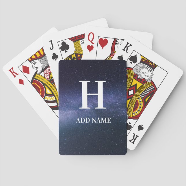 Jeu De Cartes Monogramme initial Galaxie moderne Stars Sky Nom (dos)