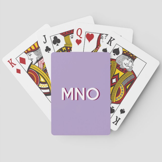 Jeu De Cartes Monogramme Initial Moderne Lilas (dos)