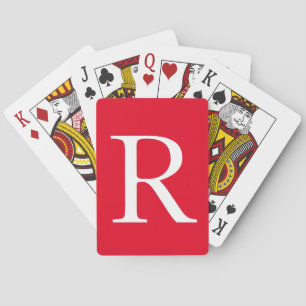 Jeu De Cartes Monogramme Initiales Nom Rouge Blanc Noël
