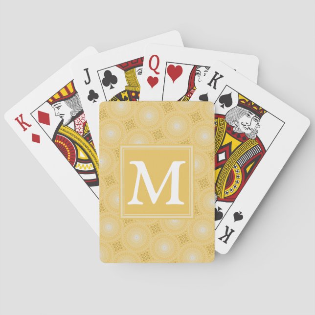 Jeu De Cartes Monogramme jaune cercles motif (dos)