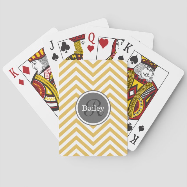 Jeu De Cartes Monogramme jaune Chevron (dos)