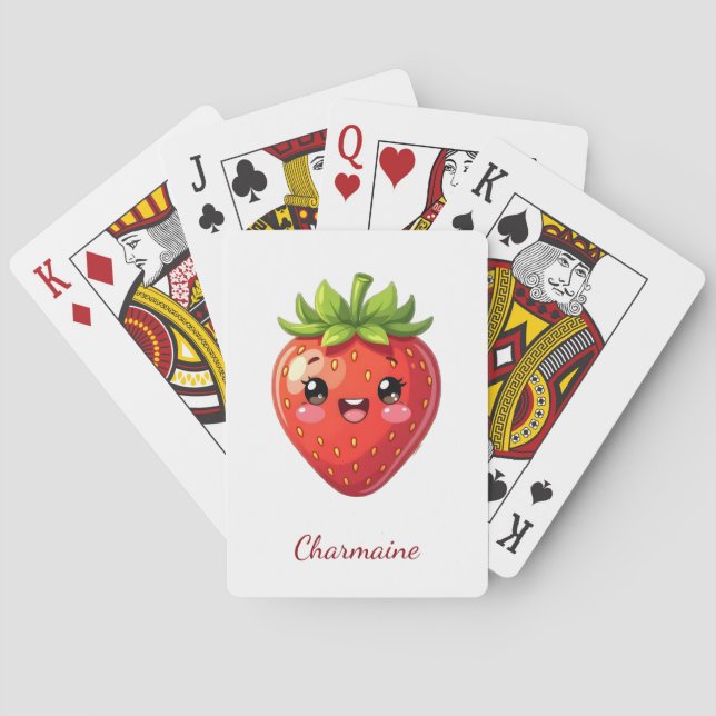 Jeu De Cartes Monogramme jolie fraise kawaii (dos)