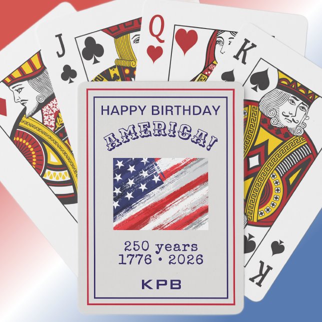 Jeu De Cartes Monogramme Joyeux Anniversaire Amérique Drapeau Ru (Créateur téléchargé)