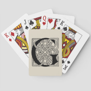 Jeu De Cartes Monogramme lettre G Impression vintage nœud celtiq