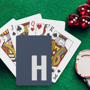 Jeu De Cartes Monogramme lisse Minimaliste initial Bleu et gris