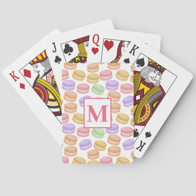 Jeu De Cartes Monogramme Macarons aquarelles (dos)
