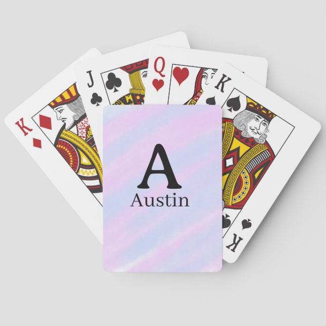 Jeu De Cartes Monogramme majuscule masculine ajouter un nom past (dos)