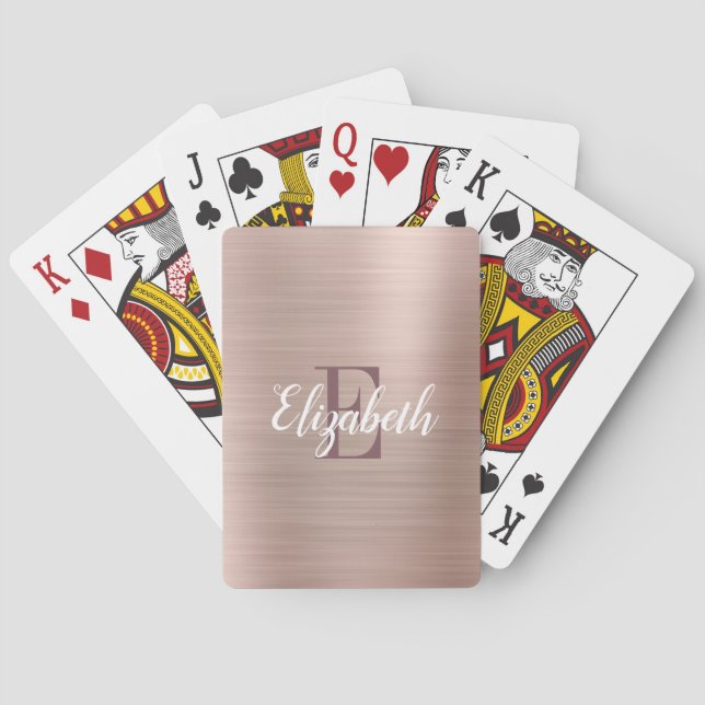 Jeu De Cartes Monogramme Métal Brossé Or Rose Luxe (dos)