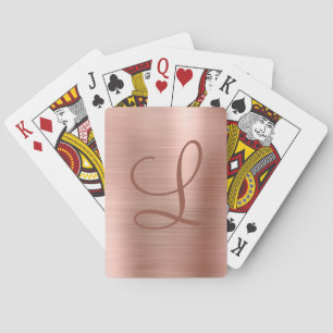 Jeu De Cartes Monogramme métallique brossé Chic Rose Gold Initia