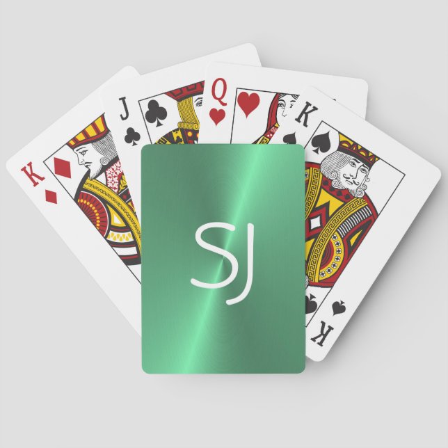 Jeu De Cartes Monogramme métallique vert brillant (dos)