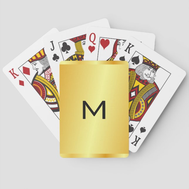 Jeu De Cartes Monogramme Modèle Faux Gold Metallic Look (dos)