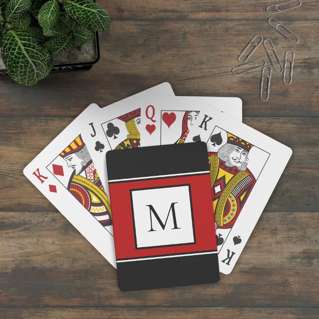 Jeu De Cartes Monogramme moderne élégant initial tendance Noir r (Créateur téléchargé)