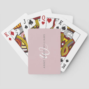 Jeu De Cartes Monogramme Moderne en Écriture Blanche sur Fond Li