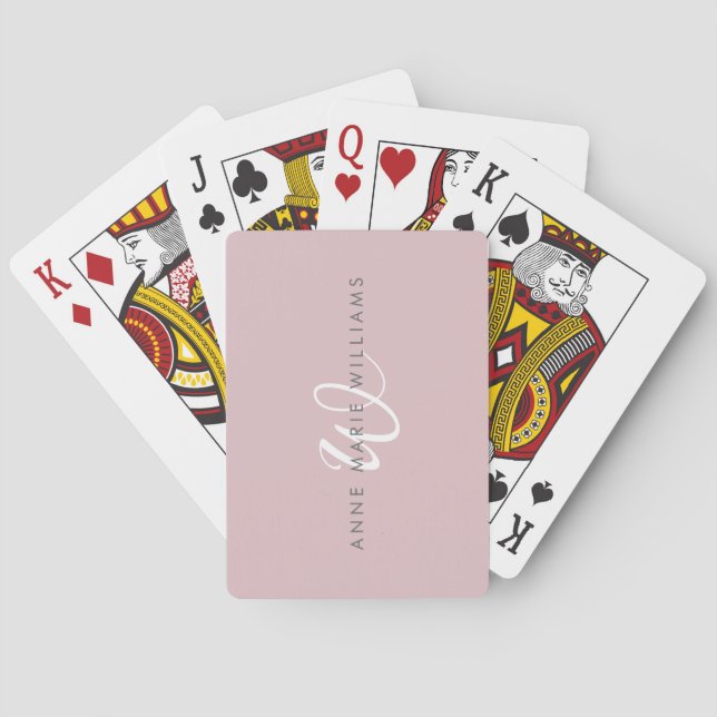 Jeu De Cartes Monogramme Moderne en Écriture Blanche sur Fond Li (dos)