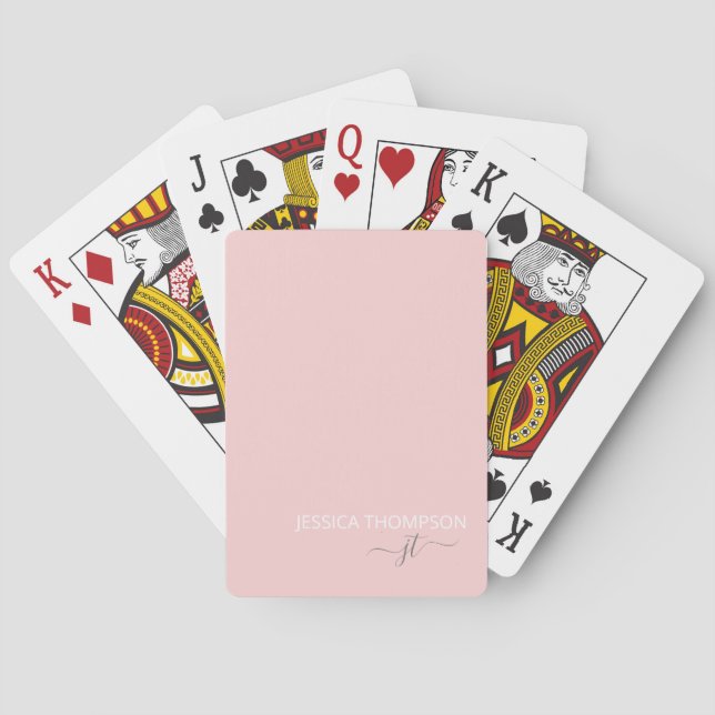 Jeu De Cartes Monogramme moderne Fille Blush Rose Élégant Nom (dos)