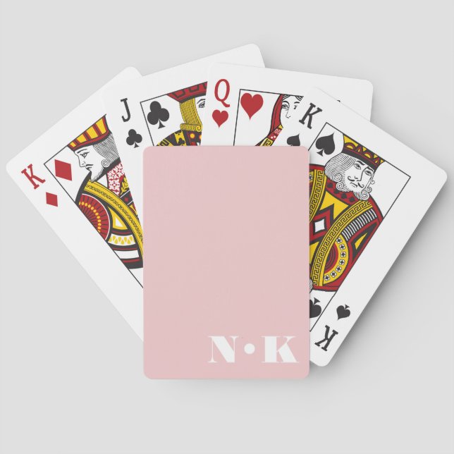 Jeu De Cartes Monogramme moderne Initiales rose pâle Mariage per (dos)