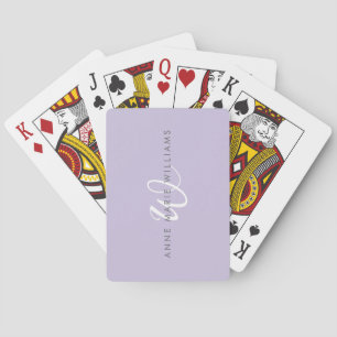 Jeu De Cartes Monogramme Moderne Lavande Écriture Blanche