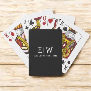 Jeu De Cartes Monogramme moderne minimaliste noir et blanc