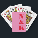 Jeu De Cartes Monogramme moderne minimaliste rose rouge mariage<br><div class="desc">Monogramme moderne minimaliste Mariage Cartes de jeu personnalisées en rose et rouge</div>