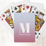Jeu De Cartes Monogramme moderne Nom initial Pink Blue Gradient<br><div class="desc">La typographie moderne minimaliste monogramme design de nom initial qui peut être modifié pour personnaliser. Blanc sur un arrière - plan dégradé rose à bleu clair.</div>