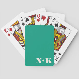 Jeu De Cartes Monogramme moderne Vert initial mariage personnali