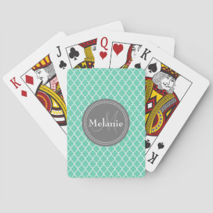 Jeu De Cartes Monogramme Monnaie blanche Motif de treillis maroc