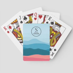 Jeu De Cartes Monogramme Montagnes Bleu Rose Abstrait Moderne
