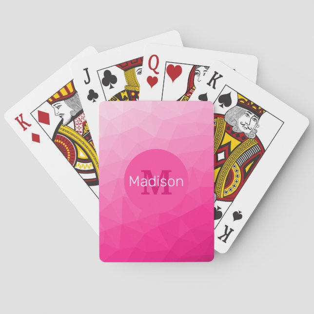Jeu De Cartes Monogramme Motif à maillage géométrique rose chaud (dos)