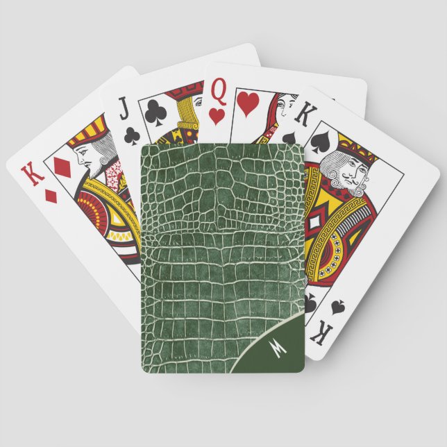 Jeu De Cartes Monogramme Motif crocodile vert (dos)