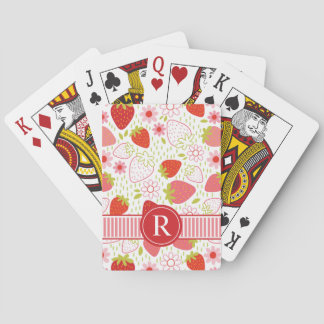 Jeu De Cartes Monogramme Motif de fruits de fraise PInk