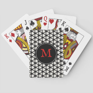 Jeu De Cartes Monogramme Motif moderne noir blanc élégant