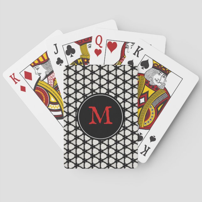 Jeu De Cartes Monogramme Motif moderne noir blanc élégant (dos)