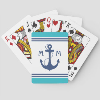 Jeu De Cartes Monogramme nautique bleu d'Ancre