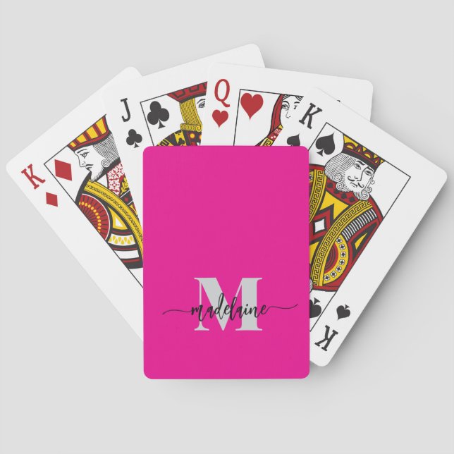 Jeu De Cartes Monogramme noir argent rose personnel (dos)