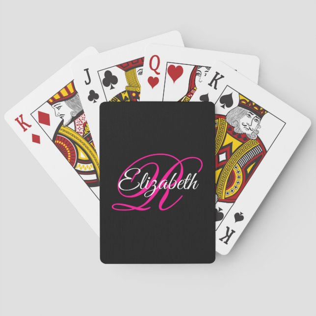 Jeu De Cartes Monogramme noir blanc et rose chaud (dos)