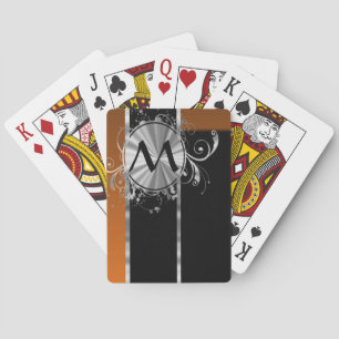 Jeu De Cartes Monogramme noir et argenté de cuivre