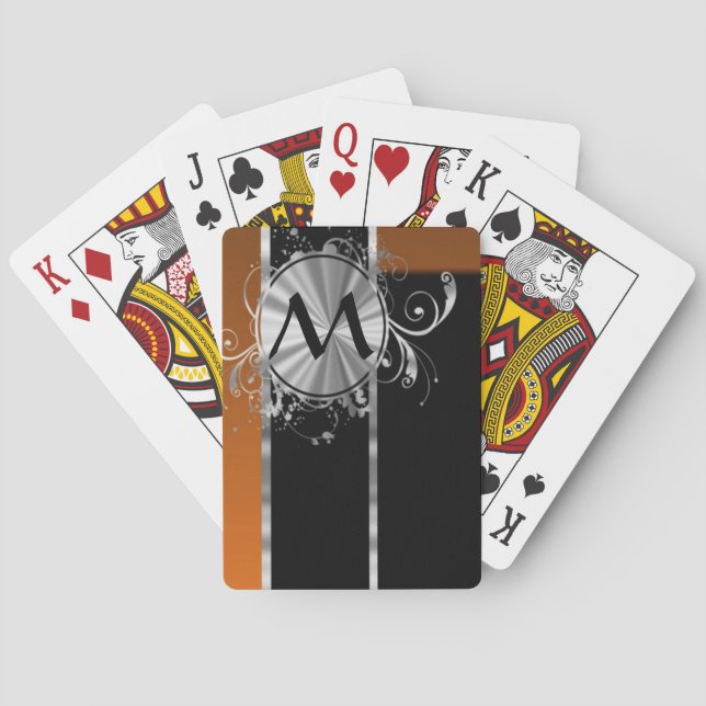 Jeu De Cartes Monogramme noir et argenté de cuivre (dos)
