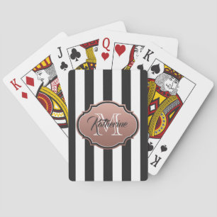 Jeu De Cartes Monogramme noir et blanc de rayures