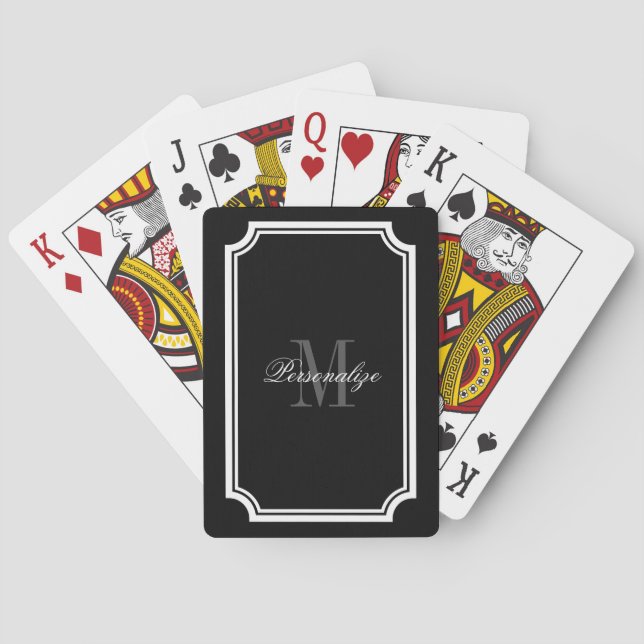 Jeu De Cartes monogramme noir et blanc glamour jouant aux cartes (dos)