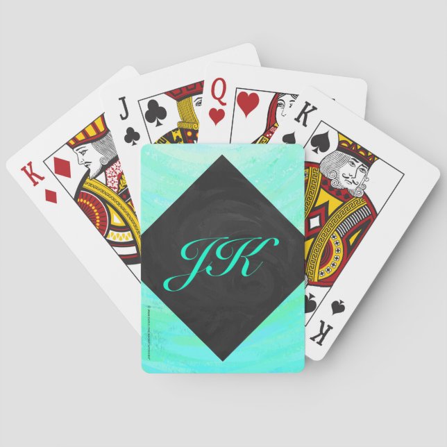 Jeu De Cartes Monogramme noir et bleu de la menthe (dos)