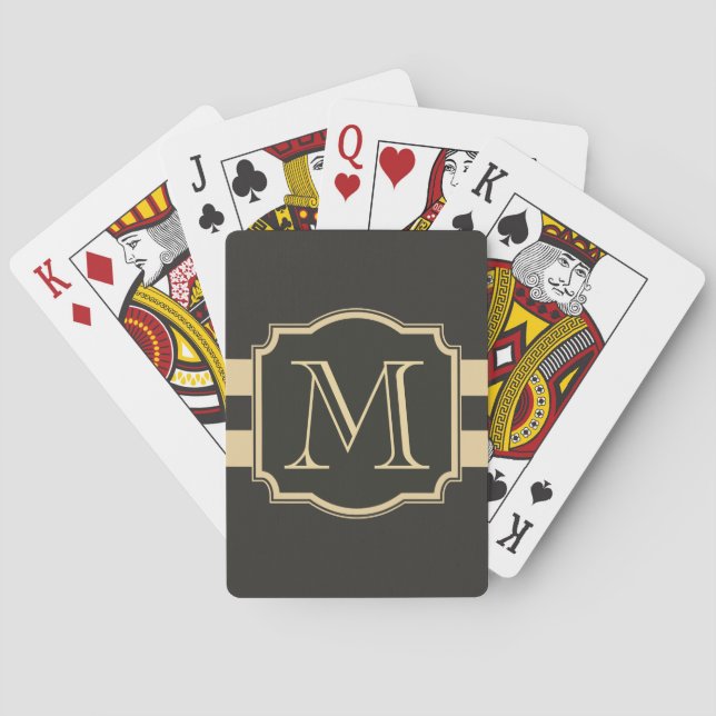 Jeu De Cartes Monogramme noir et d'or (dos)