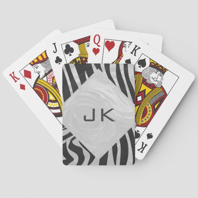 Jeu De Cartes Monogramme noir et gris clair Zebra (dos)