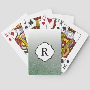 Jeu De Cartes Monogramme noir, ombre à paillettes vert mer scint
