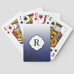Jeu De Cartes Monogramme noir pailleté ombré bleu foncé scintill