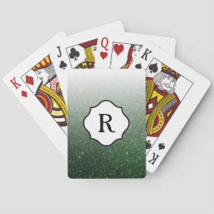 Jeu De Cartes Monogramme noir pailleté ombré vert foncé brillant