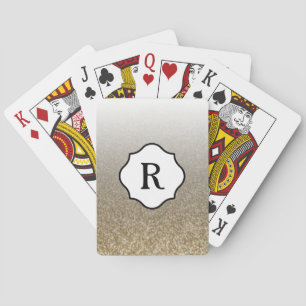 Jeu De Cartes Monogramme noir pailleté or ombré