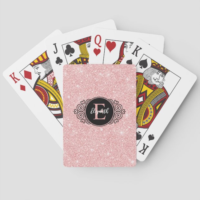Jeu De Cartes Monogramme noir paillettes roses (dos)