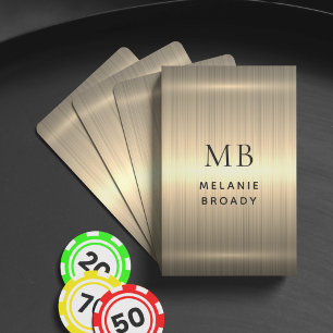 Jeu De Cartes Monogramme noir personnalisé métallisé brossé or
