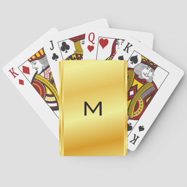 Jeu De Cartes Monogramme Nom Modèle Or moderne apparence métalli (dos)