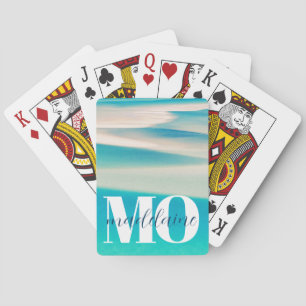 Jeu De Cartes Monogramme Ocean Beach Blanc Bleu personnel